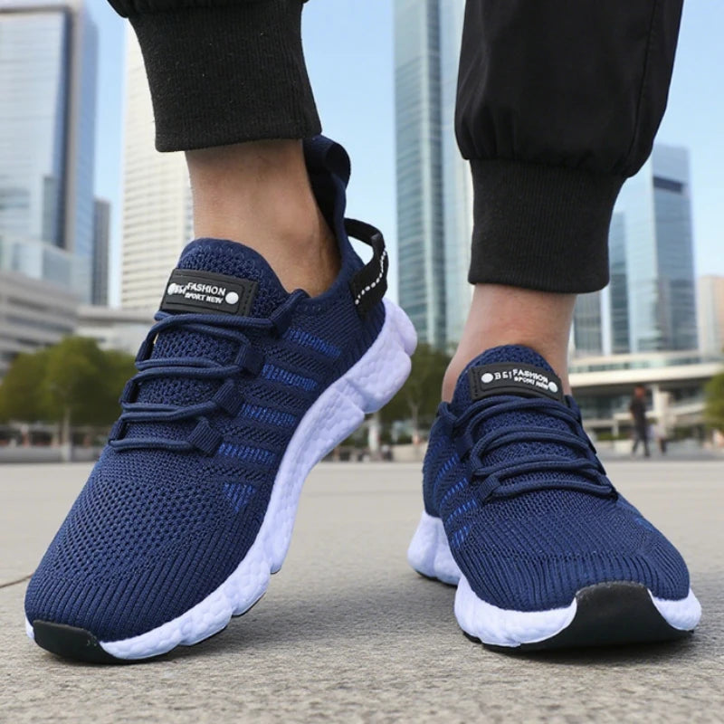 Tenis hombre, ligeros, suela blanda, malla, transpirables