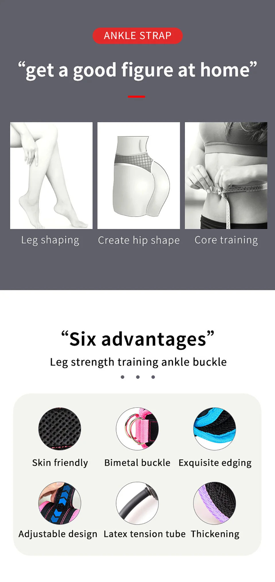 LOOGDEEL-Puños de tobillo con soporte de anillo en D, bandas de resistencia, correas de tobillo, Fitness, Yoga, extensión de fuerza de piernas, protector de gimnasio Unisex