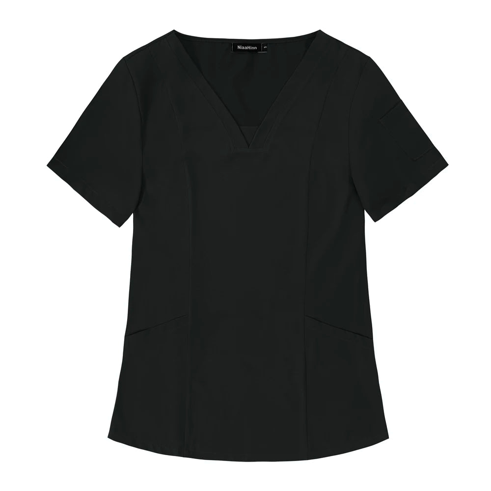 Nueva ropa de trabajo médico, blusa quirúrgica de Hospital, uniformes para enfermería, salón de belleza, camisa de manga corta para mujer, precio al por mayor