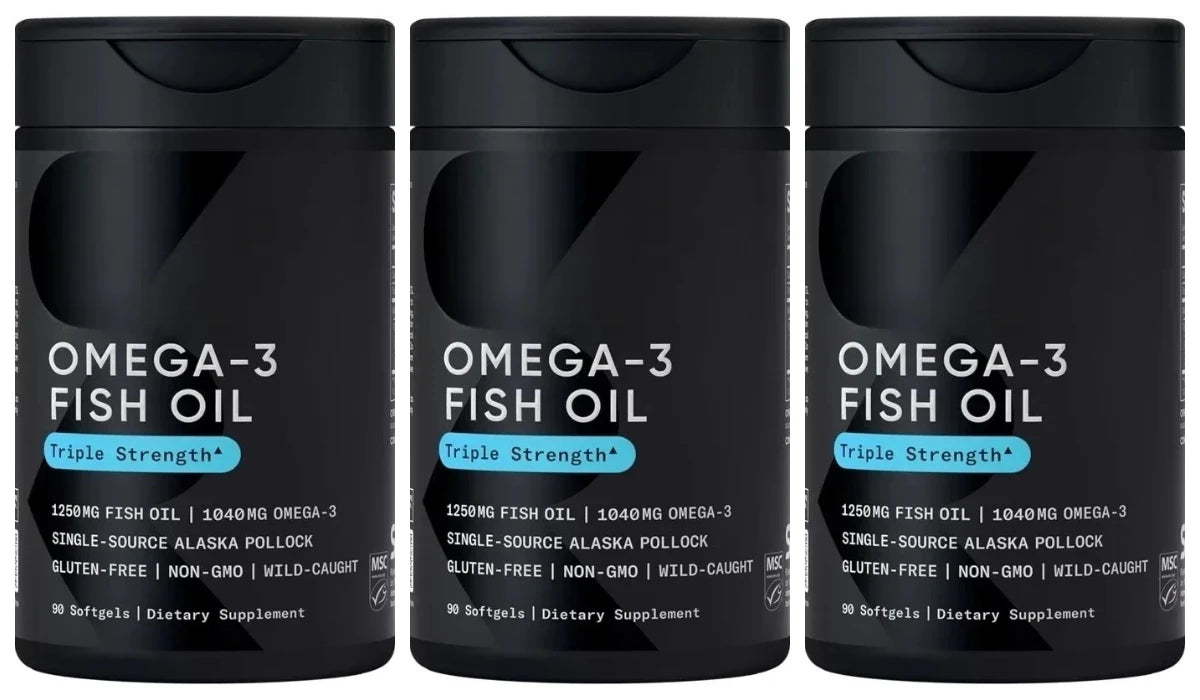 Cápsulas de Aceite de Pescado Omega-3 con Extracto de Abadejo Silvestre de Alaska, Suplemento Nutricional Diario, Apoyo para la Salud, 90 Cápsulas por Botella