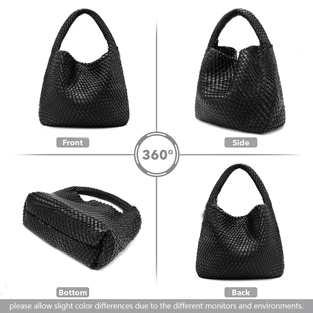 Bolso de mano tejido para mujer, bolso grande tejido, bandolera de cuero suave, bolso de trabajo, comprador, bolso de viaje de playa de verano con monedero