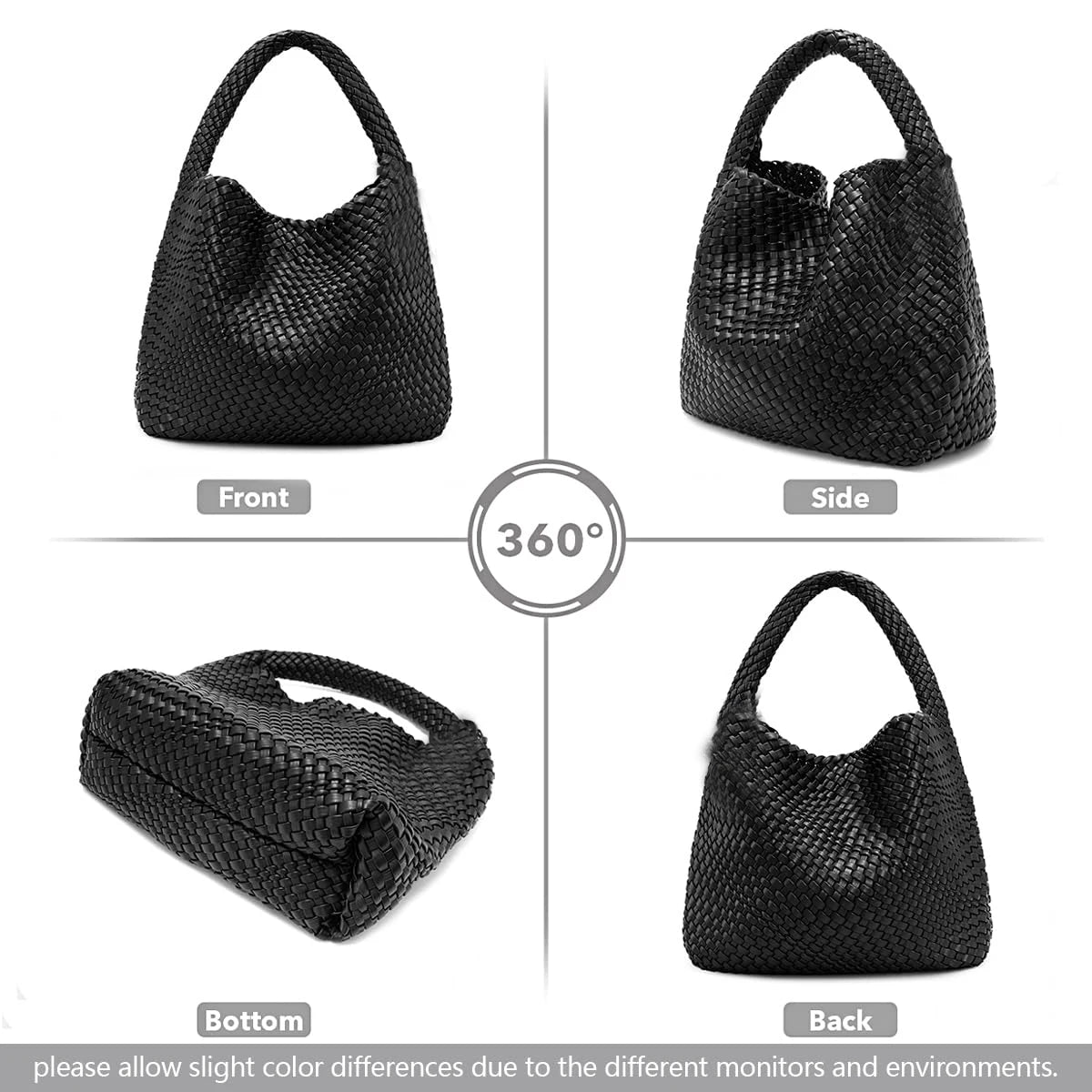Bolso de mano tejido para mujer, bolso grande tejido, bandolera de cuero suave, bolso de trabajo, comprador, bolso de viaje de playa de verano con monedero