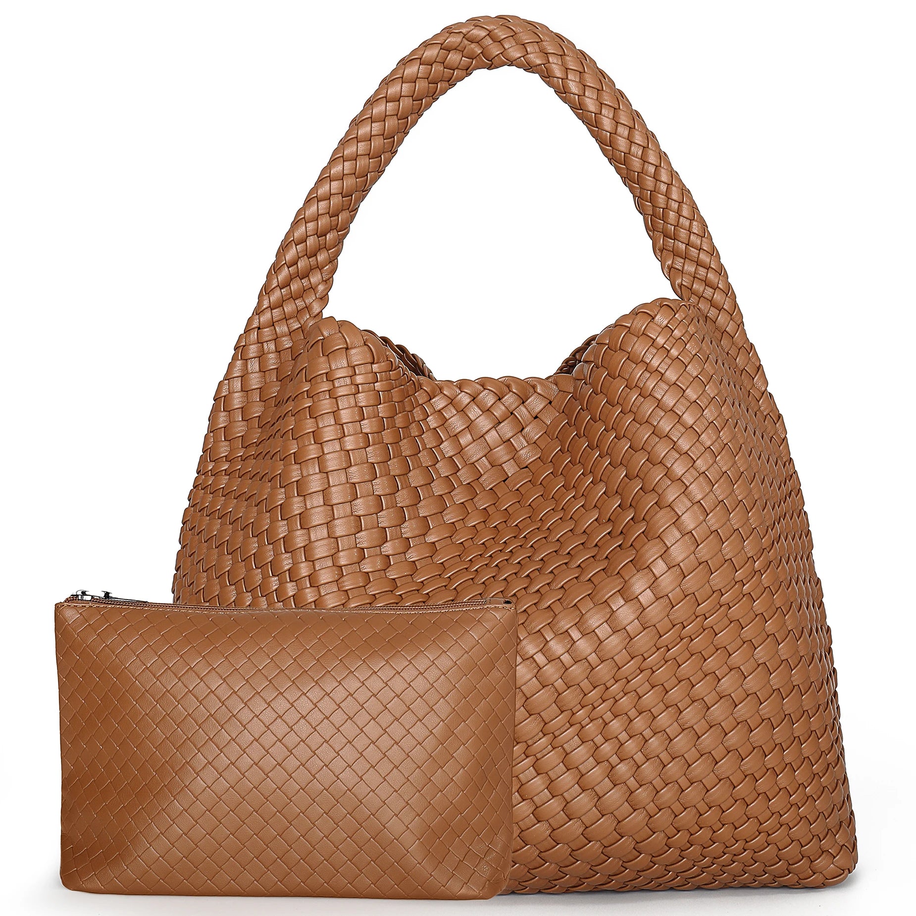 Bolso de mano tejido para mujer, bolso grande tejido, bandolera de cuero suave, bolso de trabajo, comprador, bolso de viaje de playa de verano con monedero