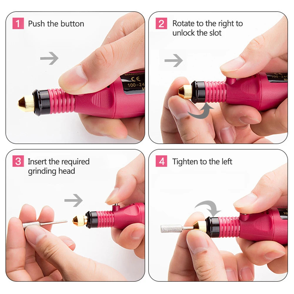 LULAA-taladro eléctrico para uñas, equipo de pulido de pedicura, molino para manicura, herramienta profesional de pulido de uñas fuerte