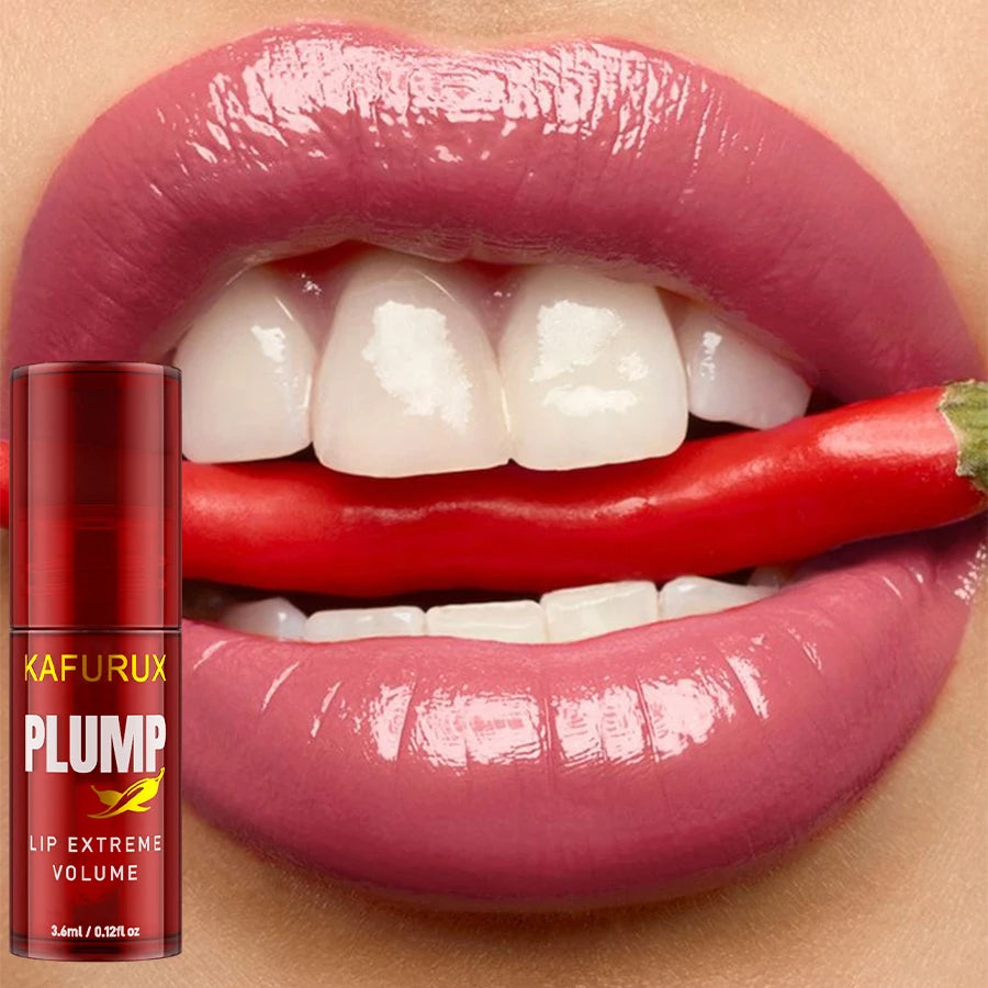 1 unidad de aceite de Chili Pepper Lip Plumper, brillo de labios hidratante de larga duración, suero, esencia voluminizadora instantánea, maquillaje de labios para mujeres