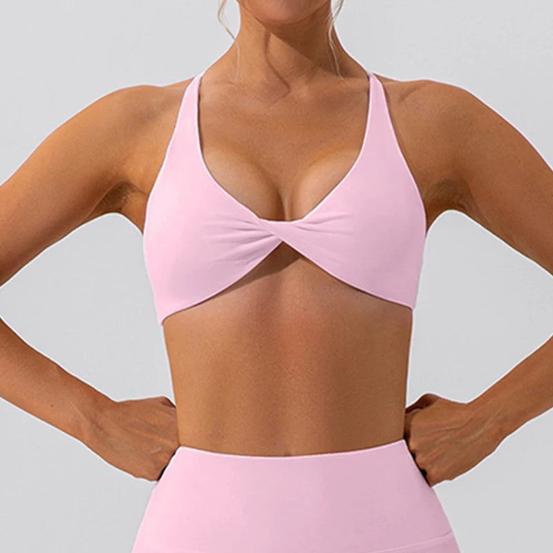 Sujetador deportivo con pliegues para mujer,