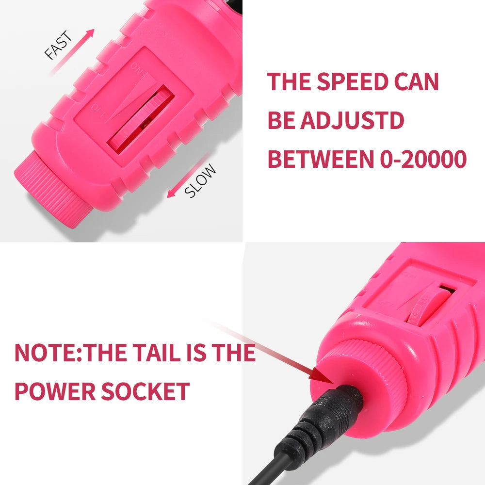 LULAA-taladro eléctrico para uñas, equipo de pulido de pedicura, molino para manicura, herramienta profesional de pulido de uñas fuerte