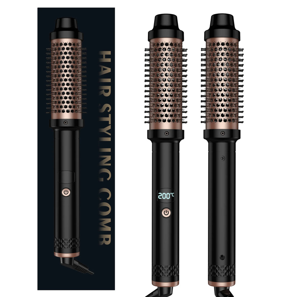 Cepillo caliente multifuncional 3 en 1 para alisar y rizar, peine para peinar el cabello iónico portátil de viaje, calentamiento rápido para cabello grueso/fino