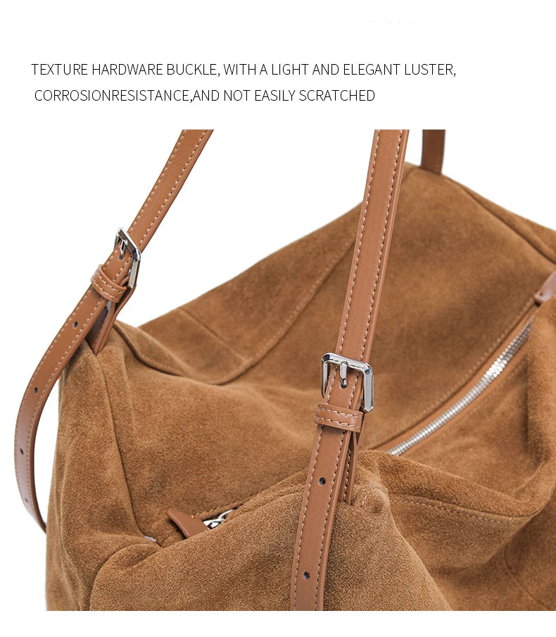 Bandoleras de piel auténtica de vaca de ante para mujer, bandolera de piel de vaca suave, diseño femenino, bolso de viaje perezoso de lujo