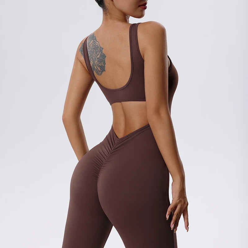 Conjunto de gimnasio Sexy para mujer, traje deportivo de una pieza,