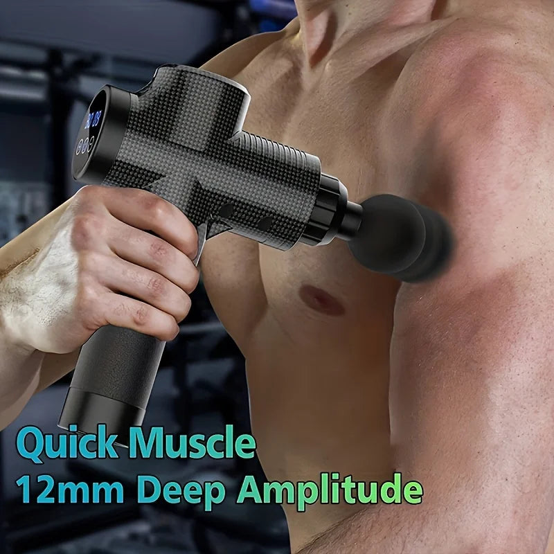 Pistola de masaje de percusión eléctrica, masajeador corporal de tejido profundo para cuello, espalda y hombros, herramienta de relajación muscular para Fitness