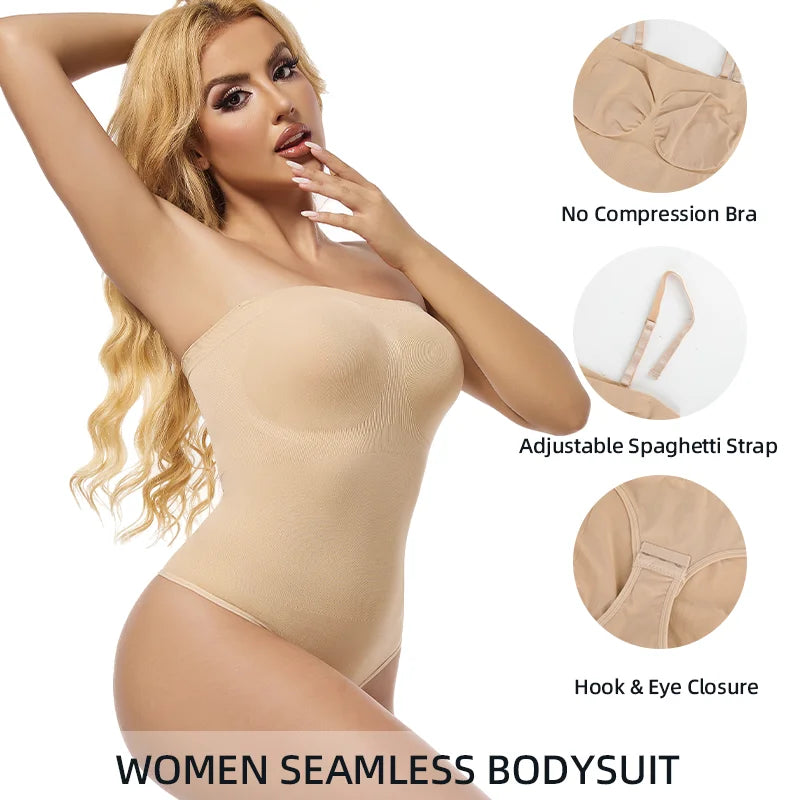 Body sin tirantes para mujer, ropa moldeadora sin costuras, Tops Tude, moldeador de cuerpo, entrenador de cintura de compresión, levantador de glúteos con realce, moldeador sin espalda