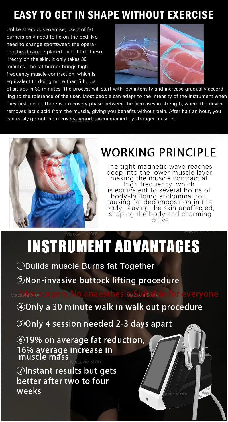 2026 Tecnología RF Estimulación muscular Reducción de grasa Equipo de belleza para adelgazar de cuerpo de alta intensidad 6500W