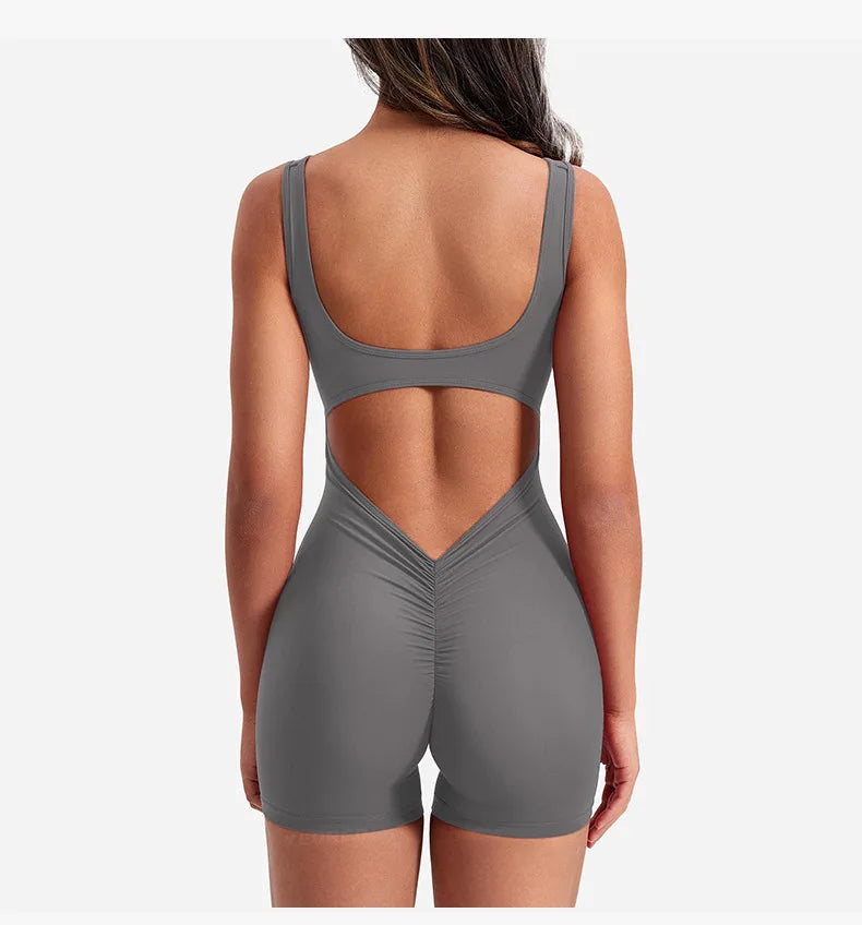 Ropa de gimnasio para Mujer, peleles sexys ajustados con cuello cuadrado y espalda descubierta