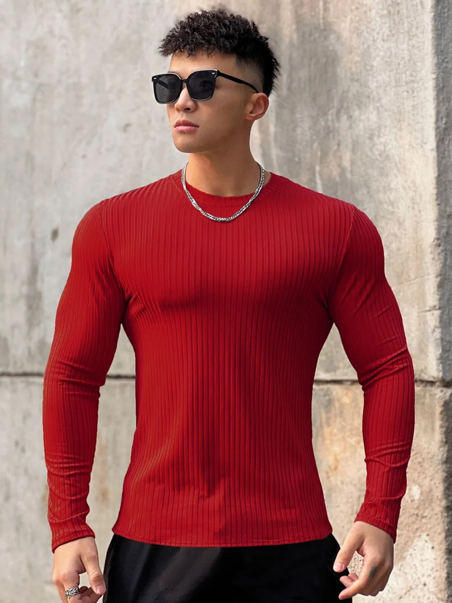 Camiseta deportiva para gimnasio para hombre, camisa ajustada informal de manga larga, camisetas de culturismo para hombre, Tops para correr, deportes, ropa de entrenamiento de secado rápido