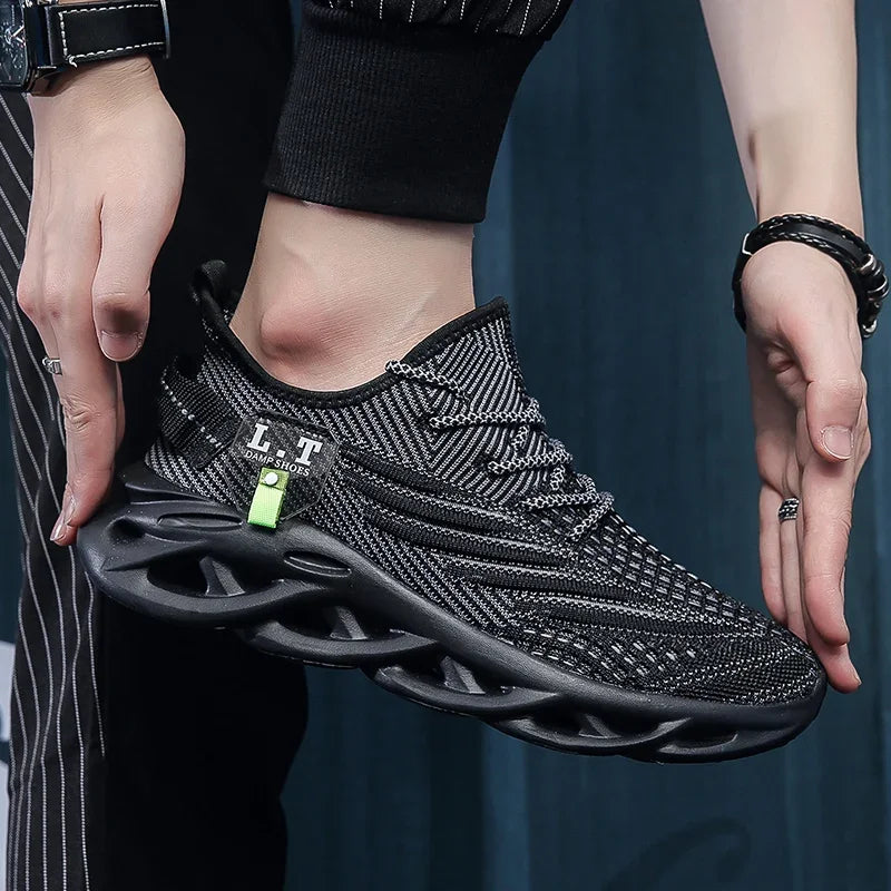 YRZL hombres deportes correr negro zapatos para correr zapatillas