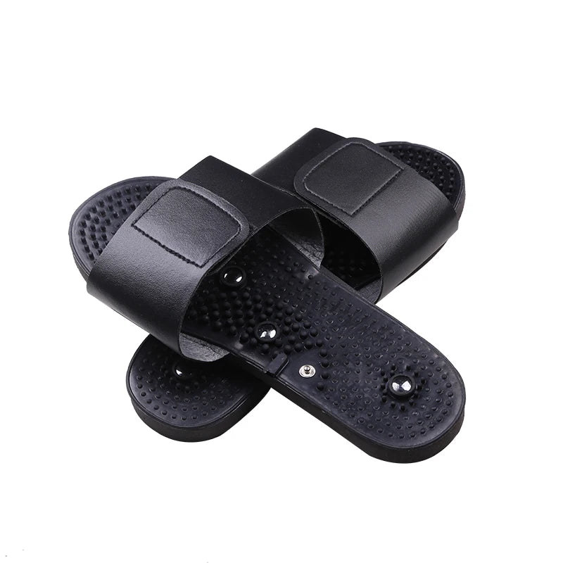 Zapatillas para masaje de pies, accesorio de masaje con electrodos, masajeador terapéutico TENS, relajación corporal, pie, relajante, goma negra, cuidado de la salud