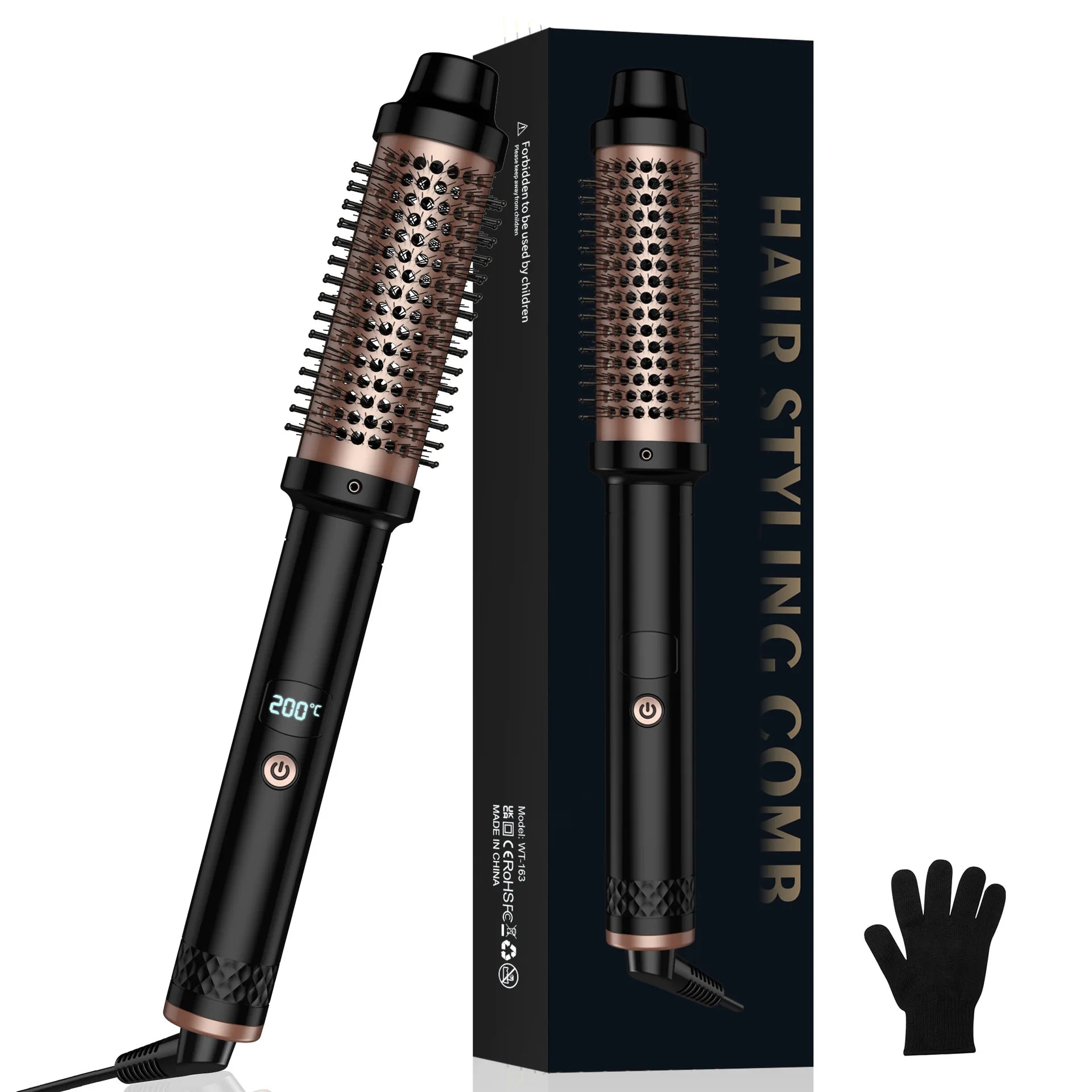 Cepillo caliente multifuncional 3 en 1 para alisar y rizar, peine para peinar el cabello iónico portátil de viaje, calentamiento rápido para cabello grueso/fino
