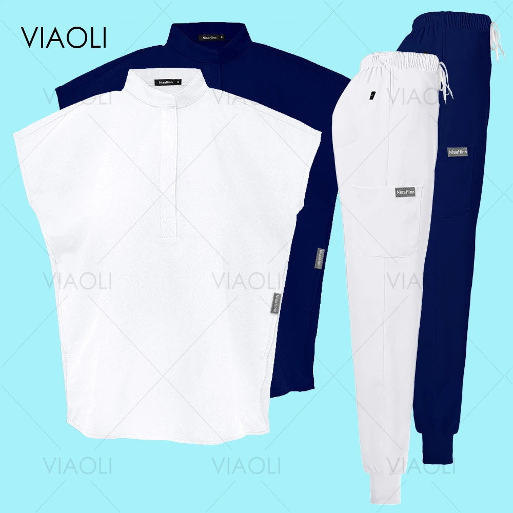 Conjuntos de uniformes médicos para enfermería, ropa de trabajo para Hospital, batas quirúrgicas de Color sólido, Top exfoliante transpirable, pantalones para correr, traje