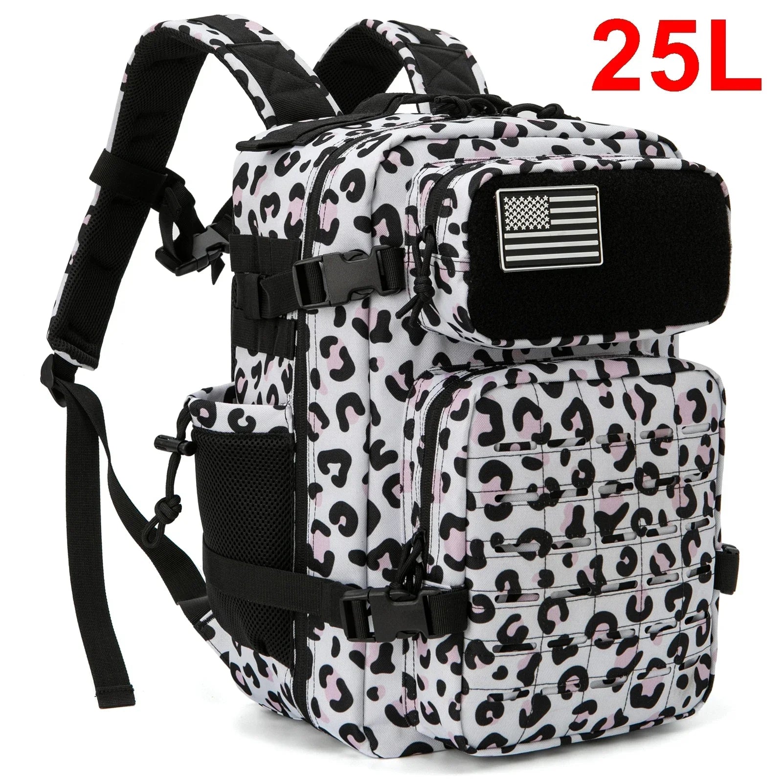 Mochilas tácticas de gimnasio de 25L para hombres, mochila Molle con corte láser de supervivencia, bolsa pequeña para insectos, mochila de caza con portavasos duales