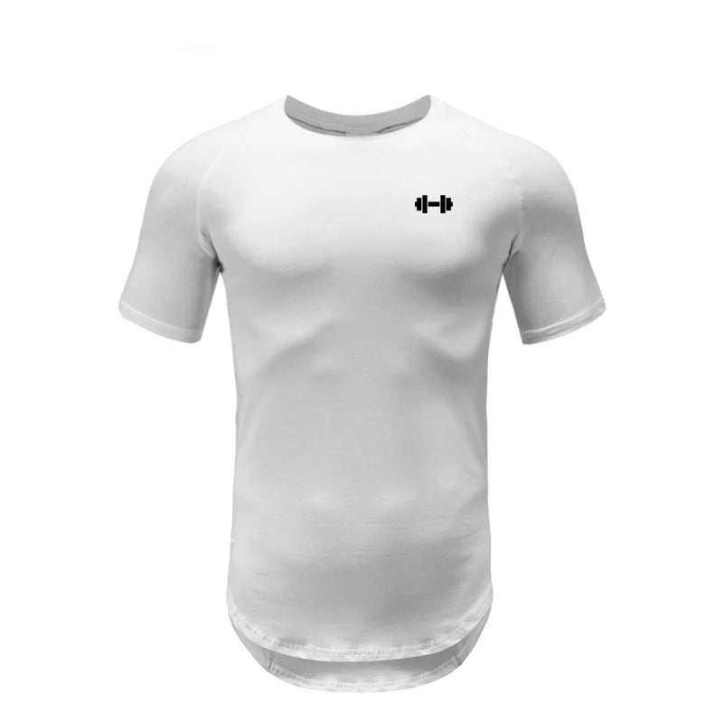 Ropa deportiva para gimnasio, culturismo, entrenamiento muscular, pantalón corto informal para hombre, ropa de algodón de manga, camisetas ajustadas transpirables para Fitness de verano