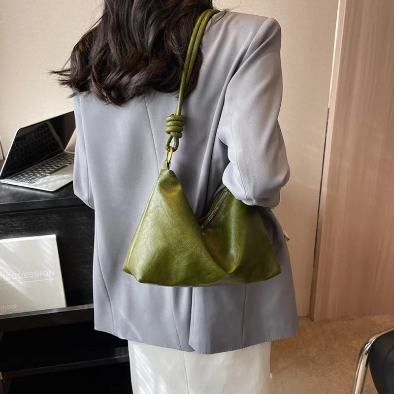 Nuevo bolso de mujer a la moda, textura de cuero suave de alta gama, bolso de un solo hombro, bolso cruzado para mujer, hombro ancho geométrico