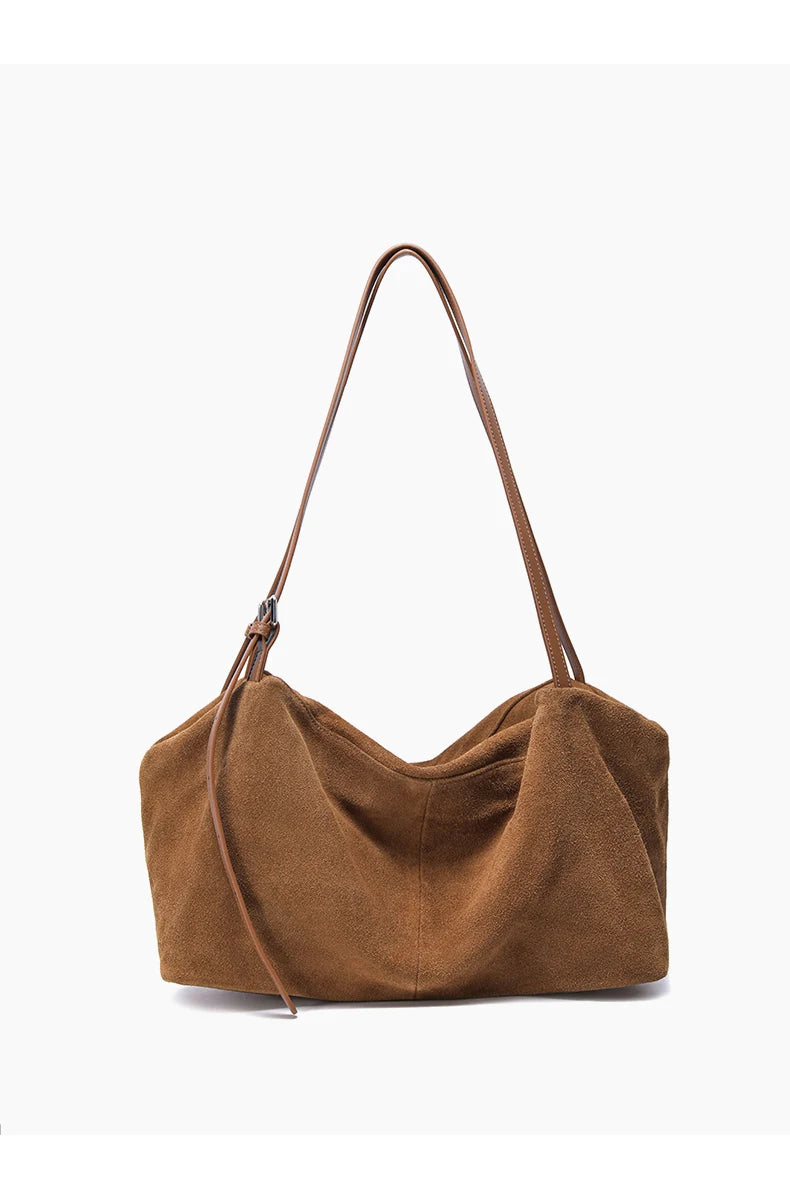 Bandoleras de piel auténtica de vaca de ante para mujer, bandolera de piel de vaca suave, diseño femenino, bolso de viaje perezoso de lujo