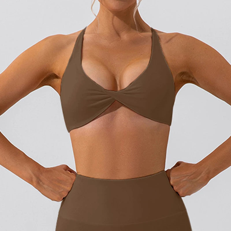 Sujetador deportivo con pliegues para mujer,