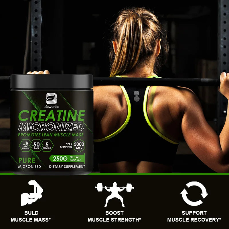 Beworths-Polvo de Monohidrato de Creatina, 5000Mg para preentrenamiento, construcción muscular, energía celular, cerebro, Salud para el gimnasio