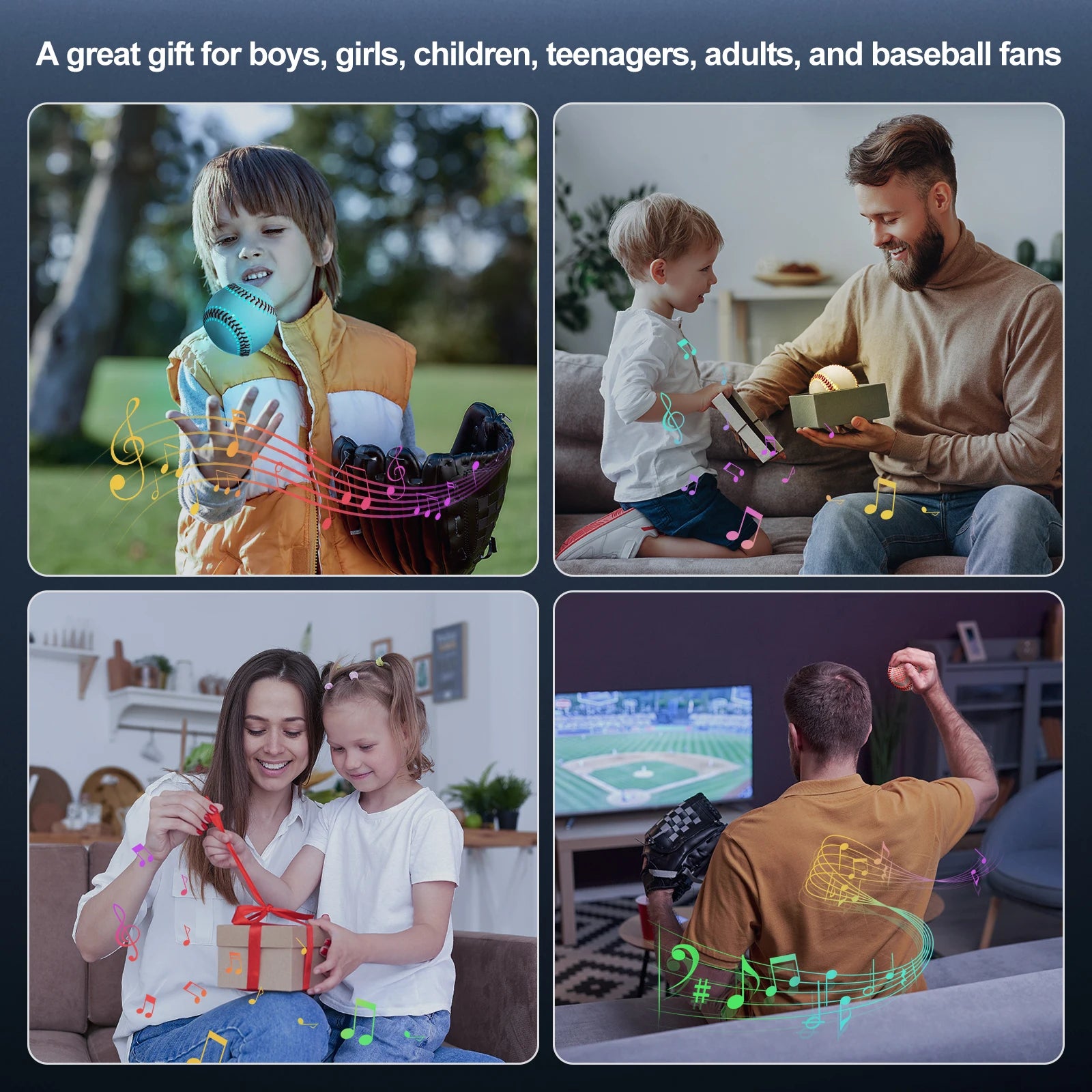 Altavoz Bluetooth de béisbol con Audio Bluetooth, altavoz incorporado de béisbol que brilla en la oscuridad para fanáticos del béisbol, juguete para niños