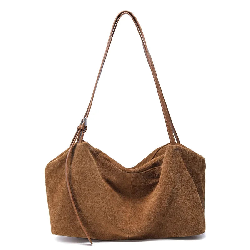 Bandoleras de piel auténtica de vaca de ante para mujer, bandolera de piel de vaca suave, diseño femenino, bolso de viaje perezoso de lujo