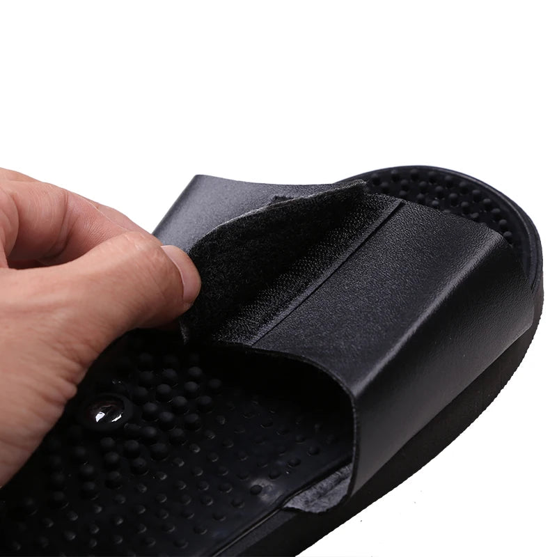 Zapatillas para masaje de pies, accesorio de masaje con electrodos, masajeador terapéutico TENS, relajación corporal, pie, relajante, goma negra, cuidado de la salud
