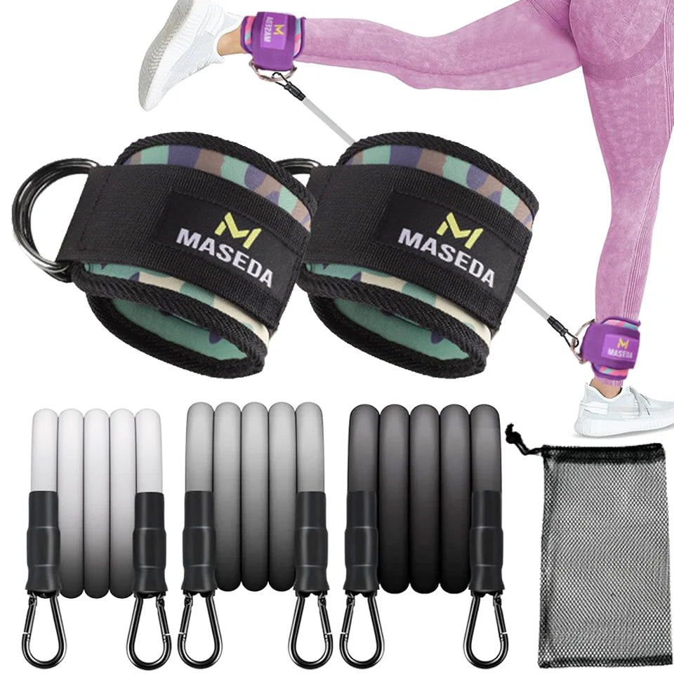 LOOGDEEL-Puños de tobillo con soporte de anillo en D, bandas de resistencia, correas de tobillo, Fitness, Yoga, extensión de fuerza de piernas, protector de gimnasio Unisex