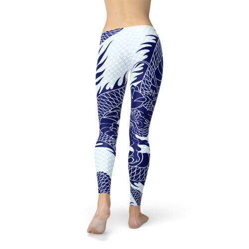 Leggings con diseño de dragón japonés para mujer.