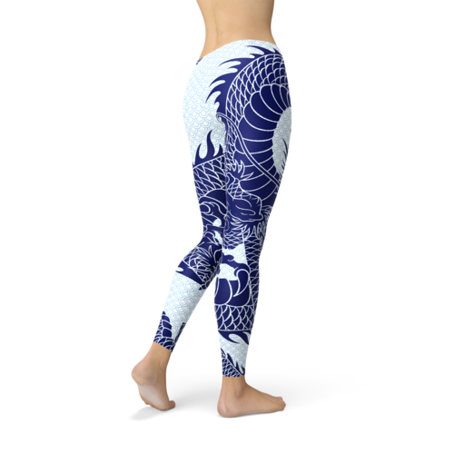 Leggings con diseño de dragón japonés para mujer.