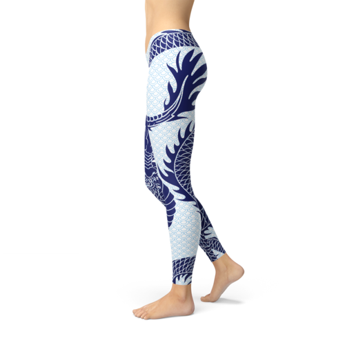 Leggings con diseño de dragón japonés para mujer.