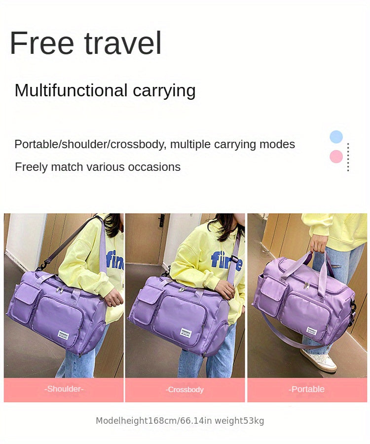[Gran capacidad | Seco para ropa mojada] Bolsa gran capacidad con separación para ropa mojada mujer | Bolsa de viaje informal para estudiantes de corta distancia para hombres con compartimento para zapatos