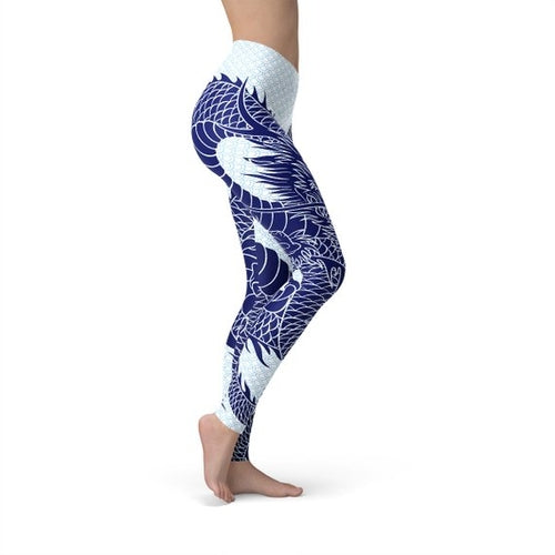 Leggings con diseño de dragón japonés para mujer.